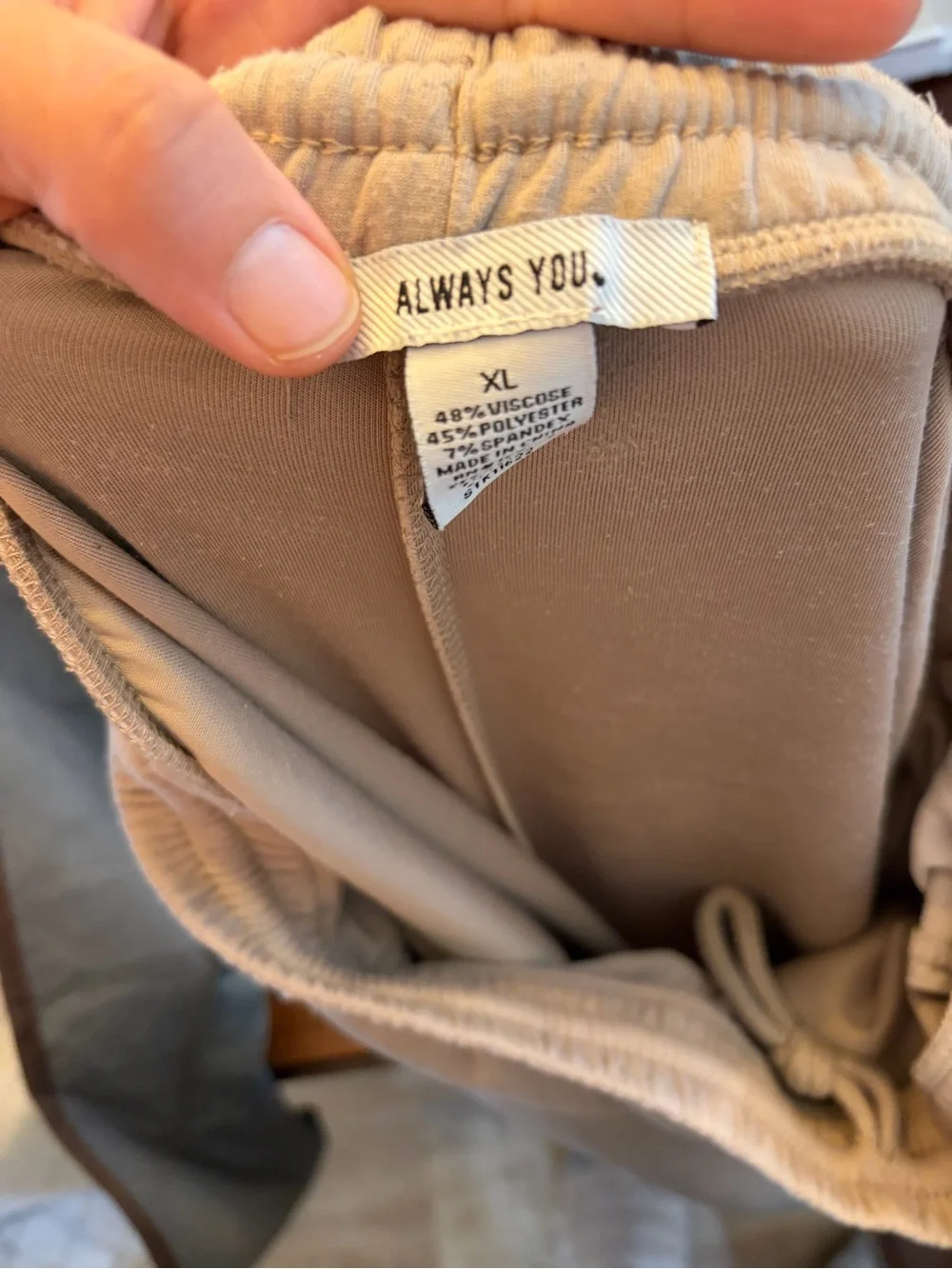 Always Beige Track Pants with Elastic Waist